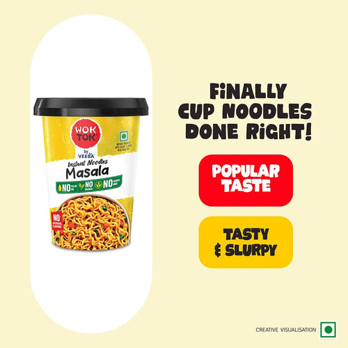 Wok Tok By Veeba Instant Cup Noodles Masala (92.5g) & Wok Tok By Veeba Instant Cup Noodles Manchurian - 92.5g