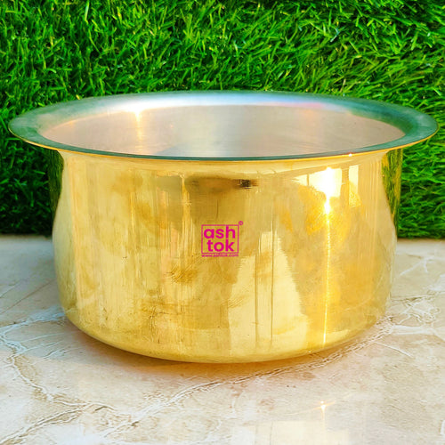 Brass Patila, Tope for Every day Cooking, Brass Tope Topia, Patila Bhaguna Cooking Set, Special Silver coating under utensil