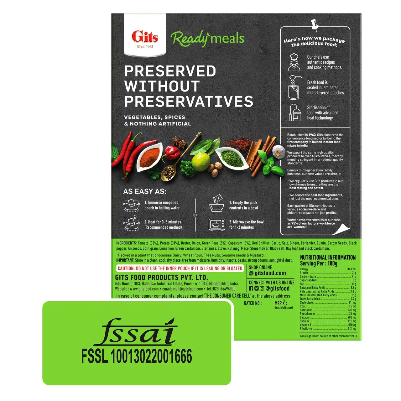 Gits Heat & Eat Pau Bhaji - 300g