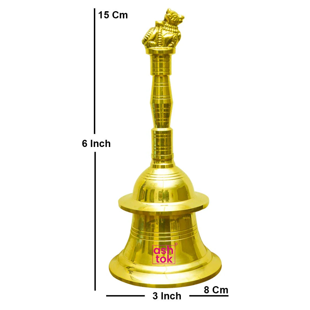 Brass Pooja bell, Brass pooja hand bell, Pooja Bell Online, Brass Hand Bell (Height 3 Inches)