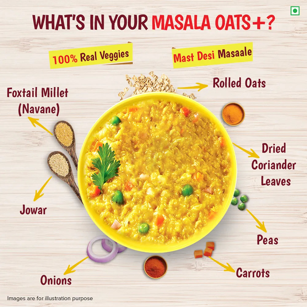 Tata Soulfull Masala Oats+ Mast Masala, with 25% millets, Non sticky - 500g