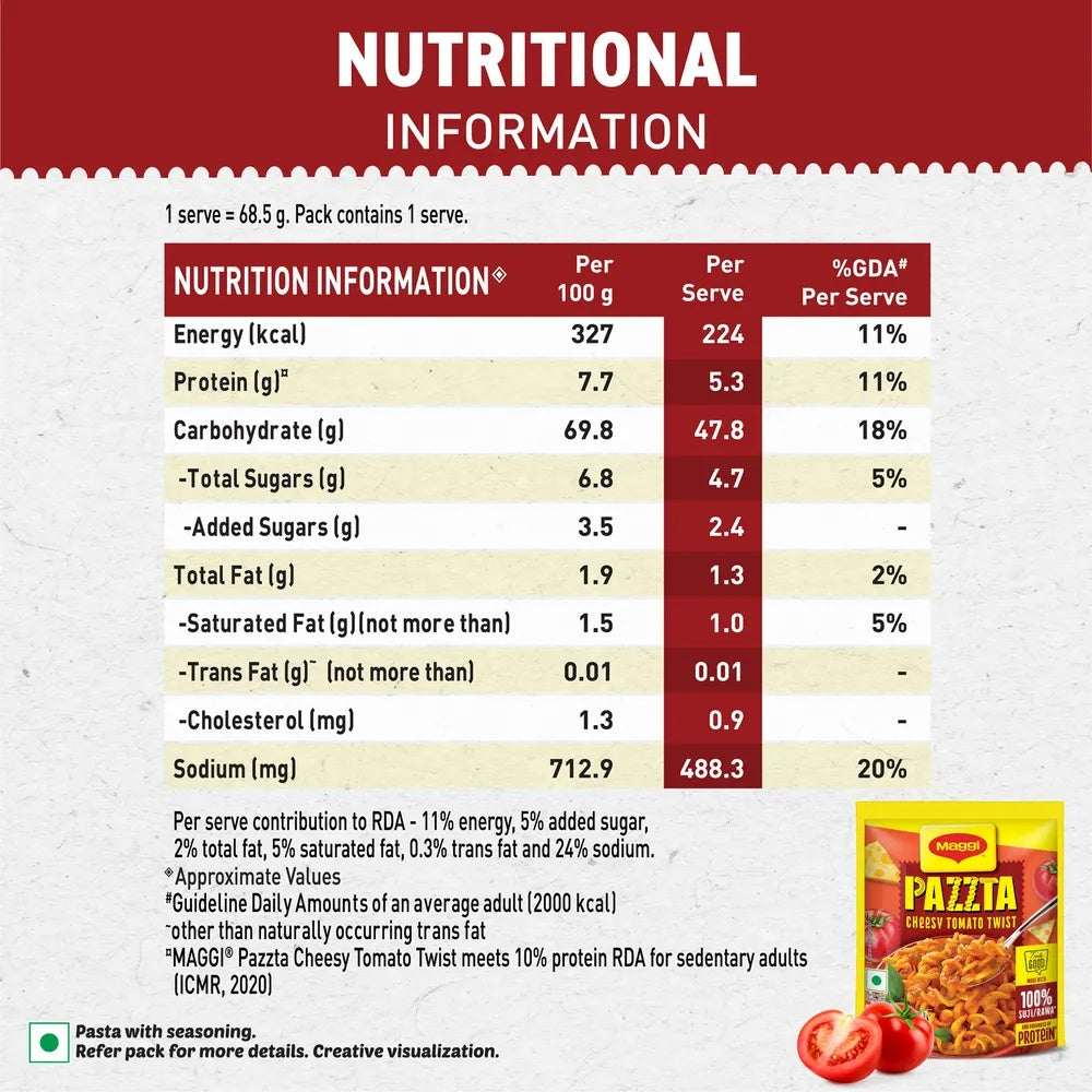 Maggi Pazzta Instant Pasta - Cheesy Tomato Twist - 68.5 g