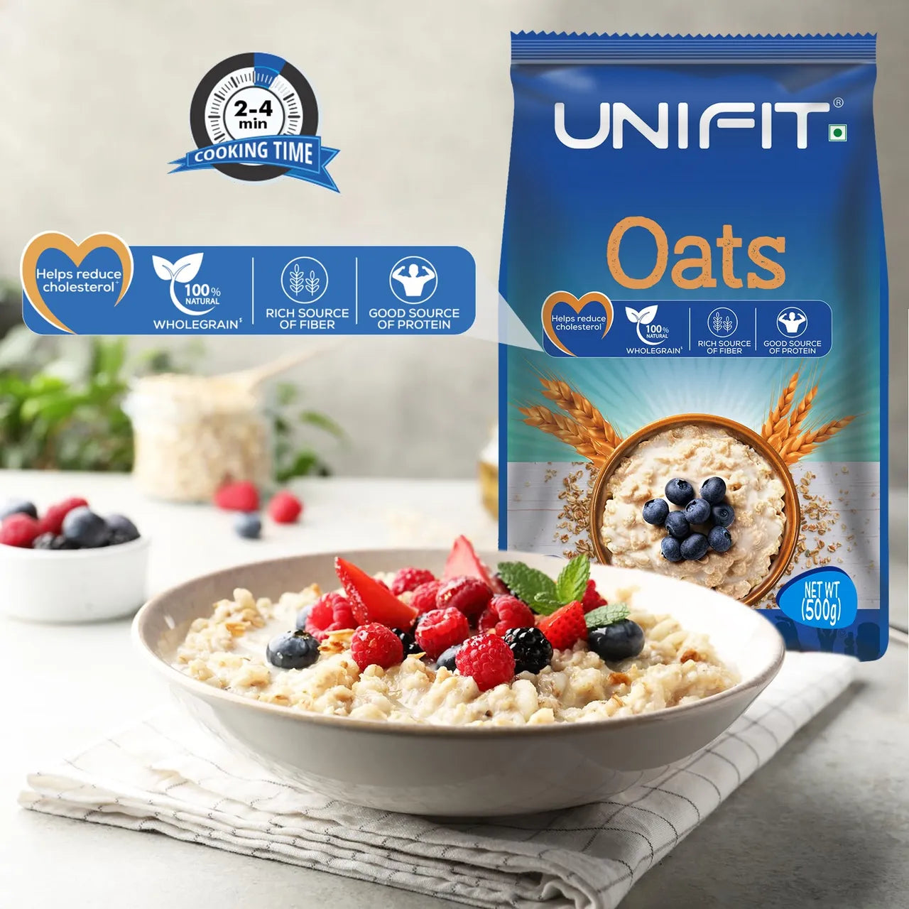 Unifit Oats | High Fiber and Protein | Healthy Breakfast Choice - 500g