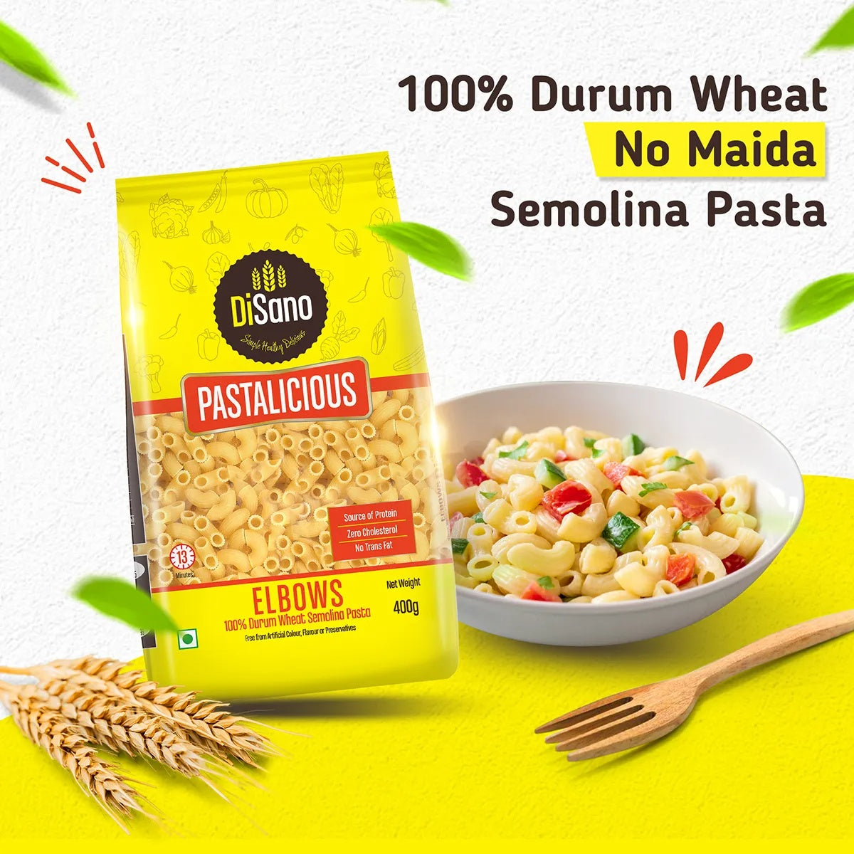 Disano Elbow Pasta, 100% Durum Wheat, No Maida - 400g
