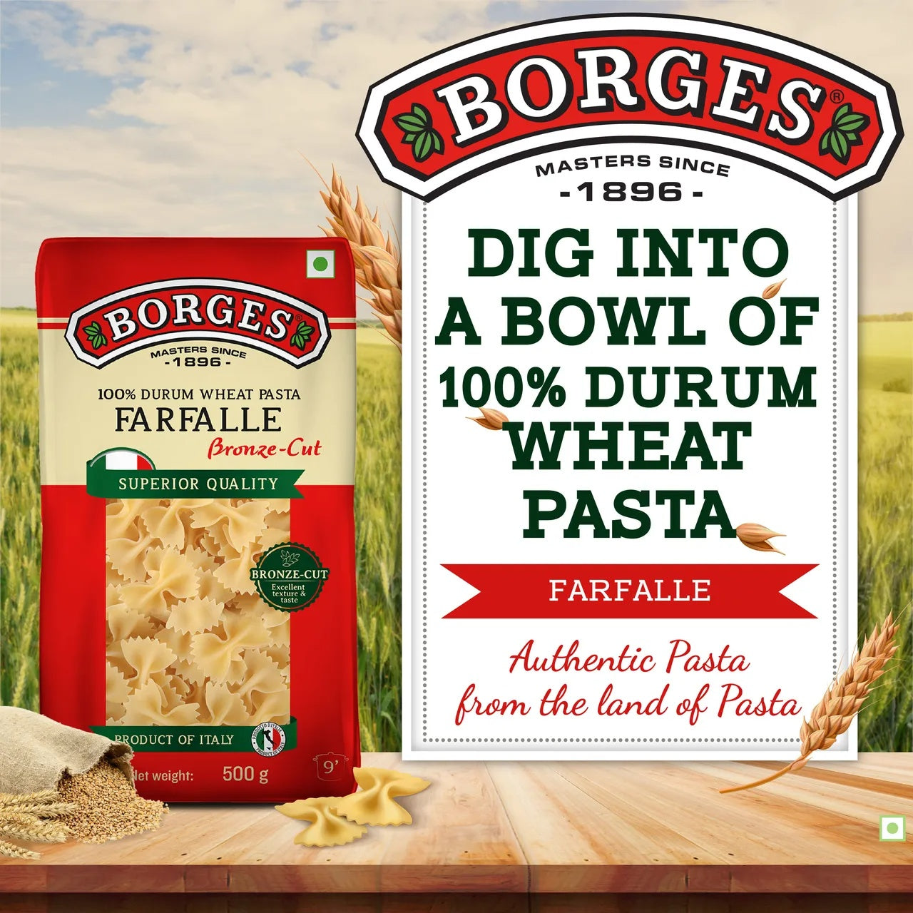 BORGES Durum Wheat Pasta Farfalle - 500g