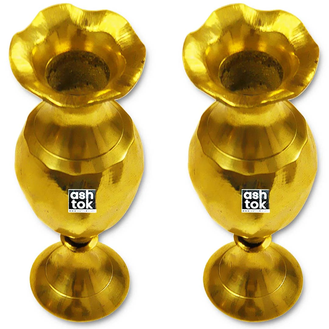 Brass Flower Vase, Gorgeous Brass Flower Vase Pair ( Height 4 Inch, Gold) Set of 2 Handcrafted, Home Decor