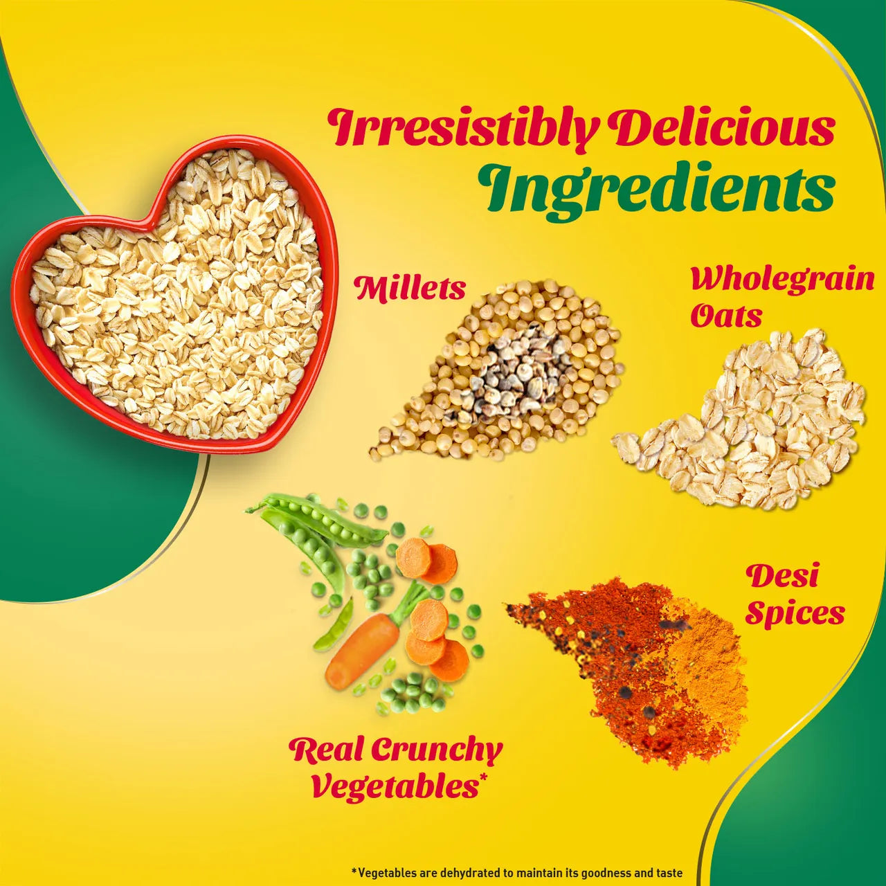 Saffola Masala Oats | Veggie Twist | Anytime Snack | Ready in 3 mins | Millets Goodness - 38 g