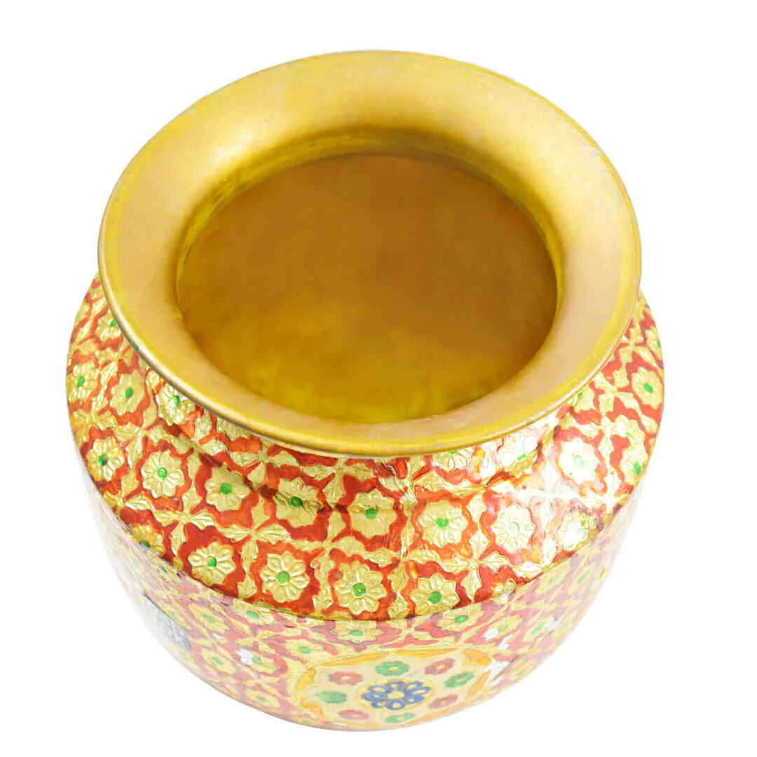 Brass Pot for Water, Meenakari Pot, Multi colour handcrafted Water Pot, Pooja decoration