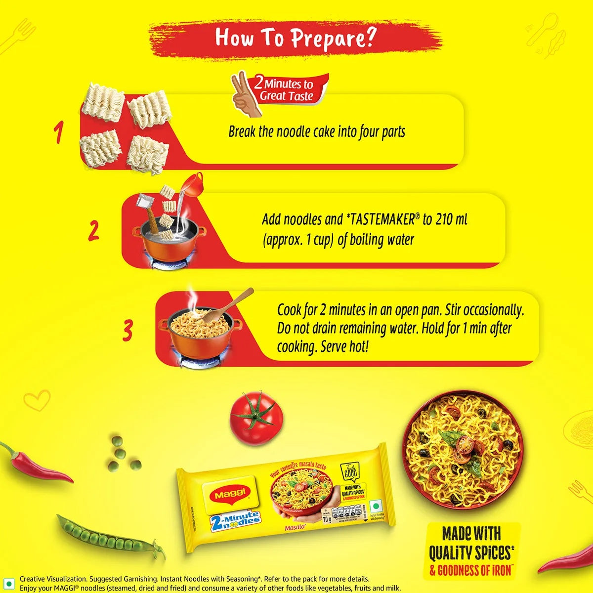 Maggi 2-Minute Noodles Masala -  4 x 70 g