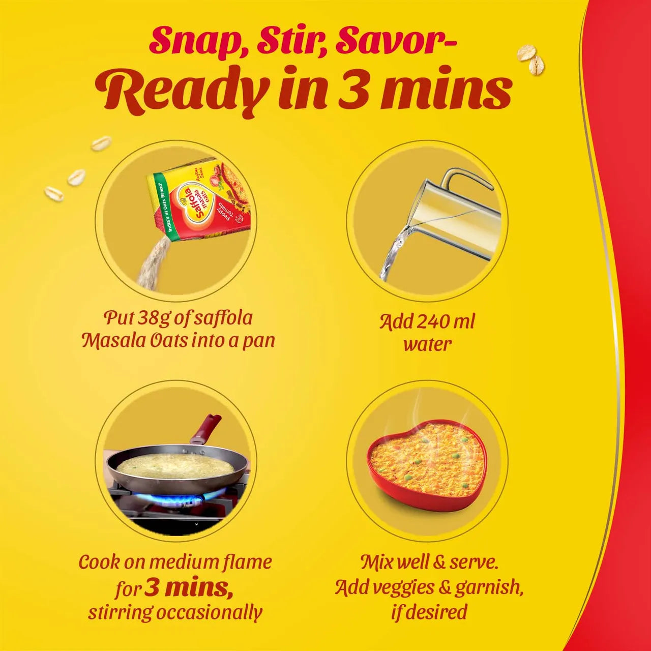 Saffola Masala Oats | Peppy Tomato | Anytime Snack | Ready in 3 mins | Millets Goodness - 500 g