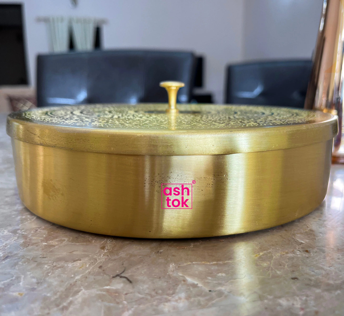 Brass Masala Box handcrafted, Spice Container with 7 Compartments, Gift Item. 7 Inches
