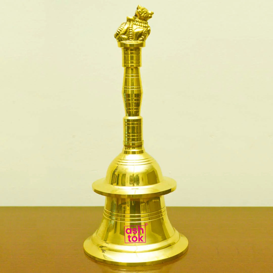 Brass Pooja bell, Brass pooja hand bell, Pooja Bell Online, Brass Hand Bell (Height 3 Inches)