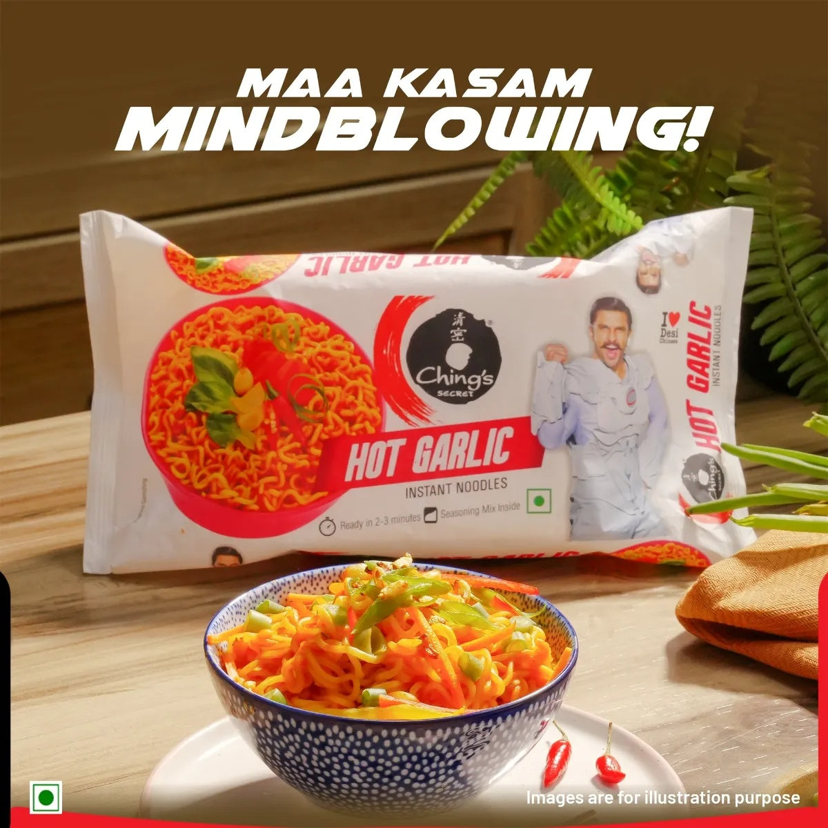 Ching's Secret Hot Garlic Instant Noodles Pouch - 240g