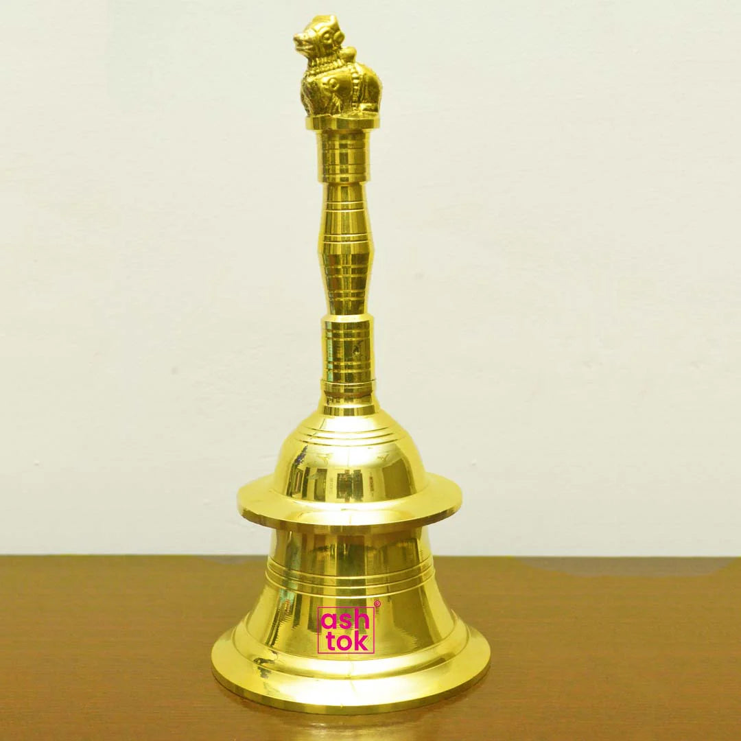Brass Pooja bell, Brass pooja hand bell, Pooja Bell Online, Brass Hand Bell (Height 3 Inches)