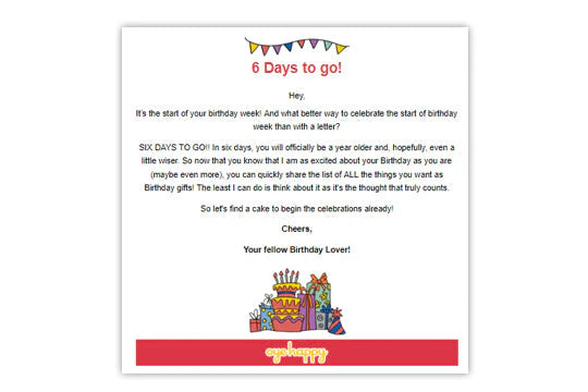 Birthday Countdown Mails