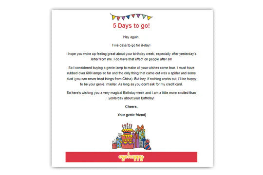 Birthday Countdown Mails