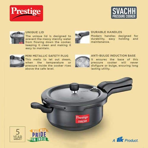 Prestige Svachh Hard Anodised Spillage Control Pressure Cooker, (Black)