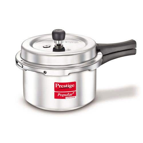 Prestige Popular Plus Svachh Virgin Aluminium Spillage Control Pressure Cooker (Silver)
