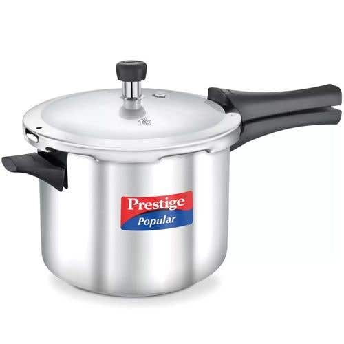 Prestige Popular Stainless Steel Gas and Induction Compatible Pressure Cooker (Silver)