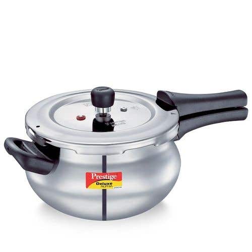 Prestige Deluxe Alpha Svachh Stainless Steel Spillage Control Handi Pressure Cooker (Silver)