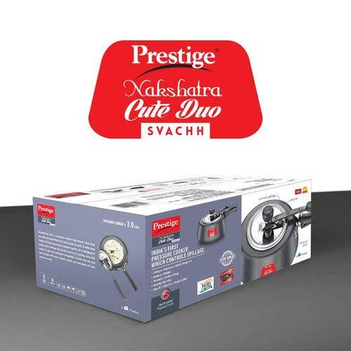 Prestige Nakshatra Cute Duo Svachh Hard Anodised Spillage Control Pressure Cooker (Black)