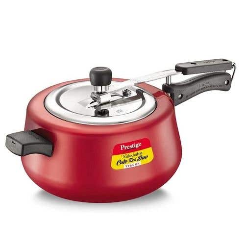 Prestige Nakshatra Cute Duo Svachh Aluminium Spillage Control Pressure Cooker (Red)