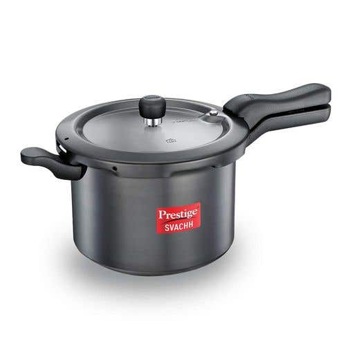 Prestige Svachh Hard Anodised Spillage Control Pressure Cooker, (Black)