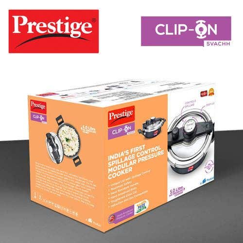 Prestige Clip-on Svachh Hard Anodised Spillage Control Pressure Cooker (Black)