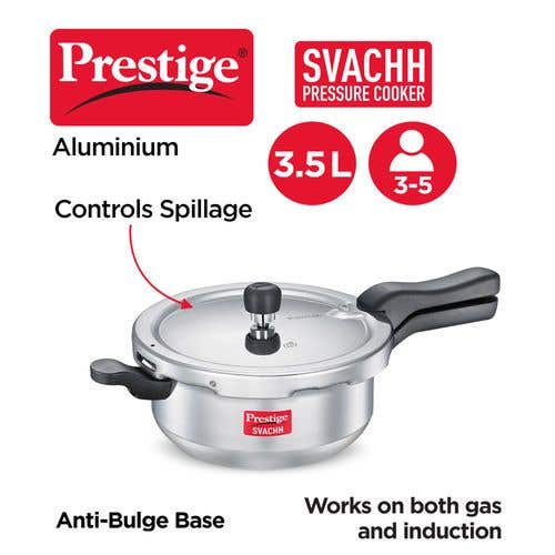 Prestige Svachh Aluminium Anti Bulge Induction Base Pressure Cooker (Silver)