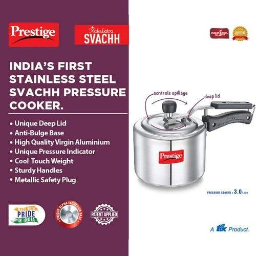 Prestige Nakshatra Svachh Aluminium Spillage Control Pressure Cooker (Silver)