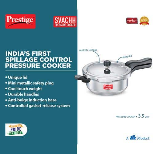 Prestige Svachh Aluminium Anti Bulge Induction Base Pressure Cooker (Silver)