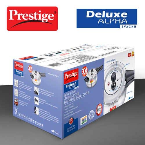 Prestige Deluxe Alpha Svachh Stainless Steel Spillage Control Handi Pressure Cooker (Silver)
