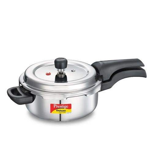 Prestige Deluxe Alpha Svachh Stainless Steel Spillage Control Pressure Cooker (Silver)Handi with Glass lid 1.5L
