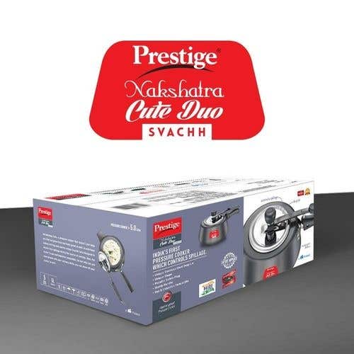 Prestige Nakshatra Cute Duo Svachh Hard Anodised Spillage Control Pressure Cooker (Black)