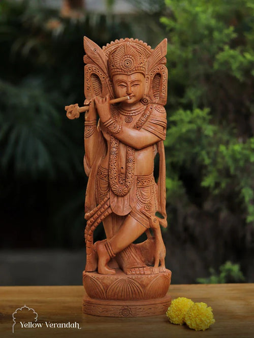 Wooden Sculpture - Krishna