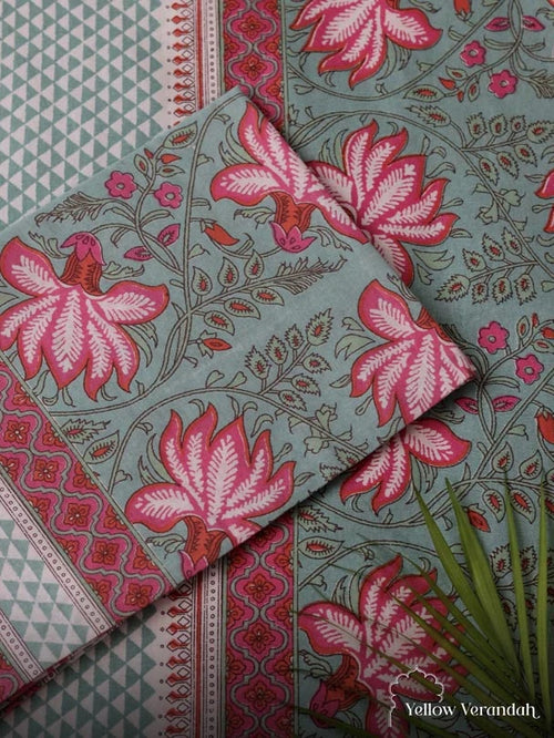Block Printed Cotton Bedsheet - Single