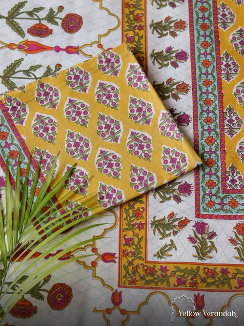 Block Printed Cotton Bedsheet - Double