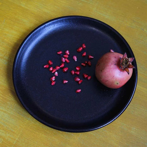 Stoneware Serving Quarter Plate - Matt Black