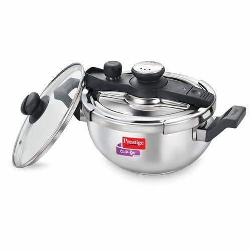 Prestige Clip-on Svachh Stainless Steel Spillage Control Pressure Cooker, (Silver)