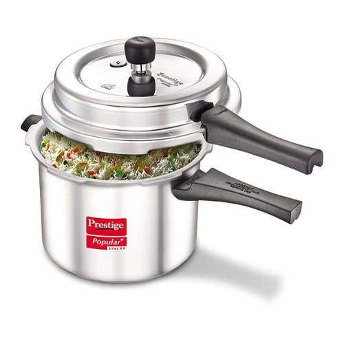 Prestige Popular Plus Svachh Virgin Aluminium Spillage Control Pressure Cooker (Silver)