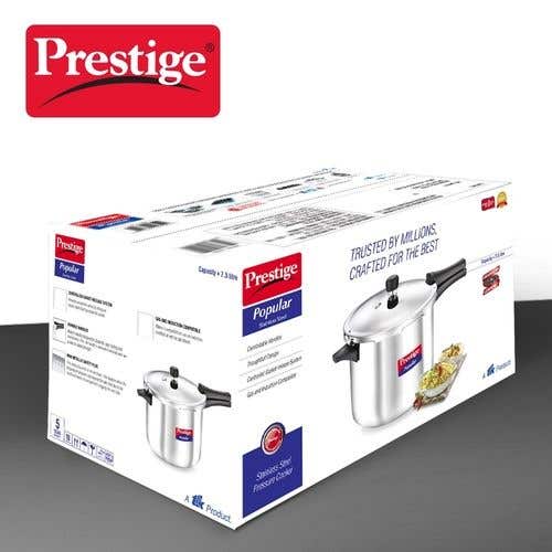 Prestige Popular Stainless Steel Gas and Induction Compatible Pressure Cooker (Silver)