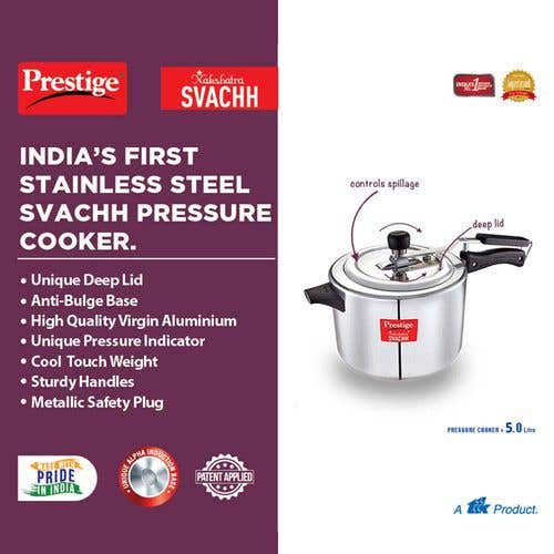 Prestige Nakshatra Svachh Aluminium Spillage Control Pressure Cooker (Silver)