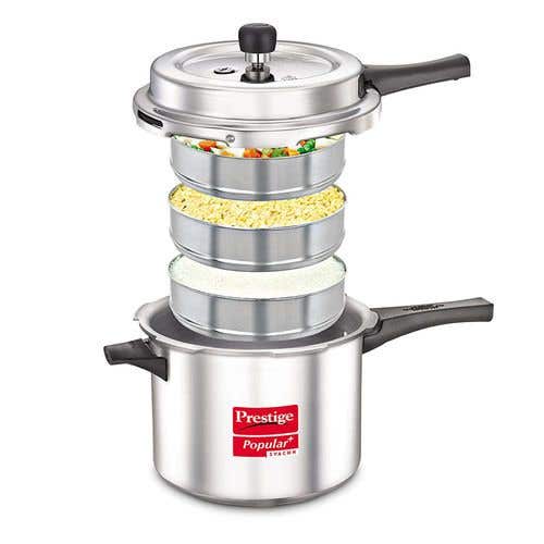 Prestige Popular Plus Svachh Virgin Aluminium Spillage Control Pressure Cooker (Silver)
