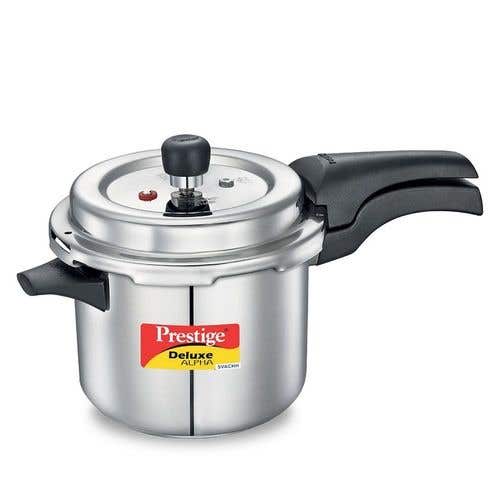 Prestige Deluxe Alpha Svachh Stainless Steel Spillage Control Pressure Cooker (Silver)Handi with Glass lid 1.5L
