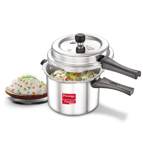 Prestige Popular Plus Svachh Virgin Aluminium Spillage Control Pressure Cooker (Silver)