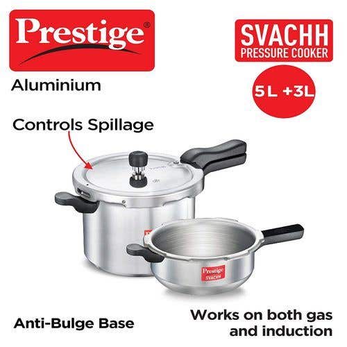 Prestige Svachh Aluminium Anti Bulge Induction Base Pressure Cooker (Silver)