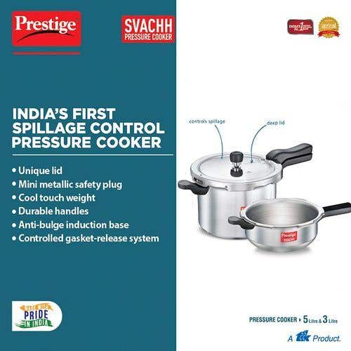 Prestige Svachh Aluminium Anti Bulge Induction Base Pressure Cooker (Silver)