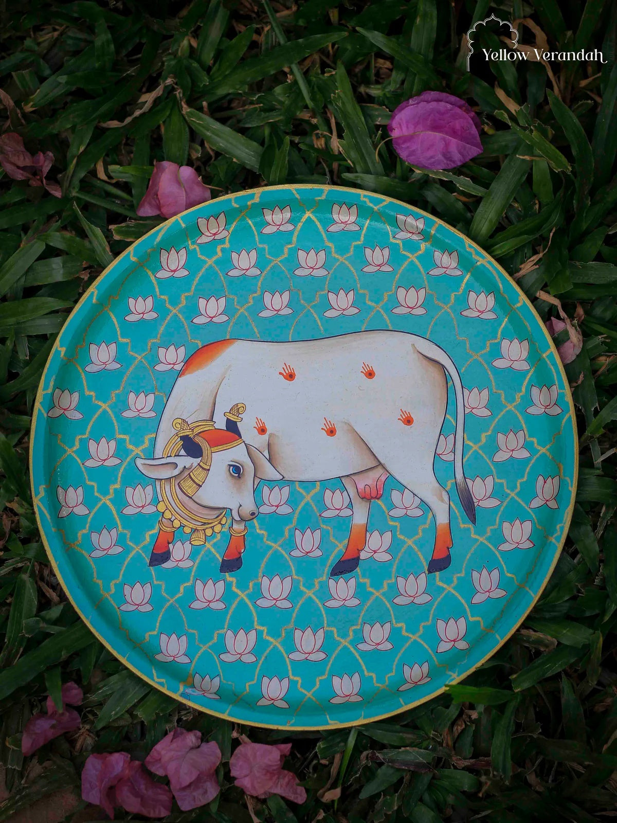 Pichwai Cow Handpainted Wall Plate - 10"