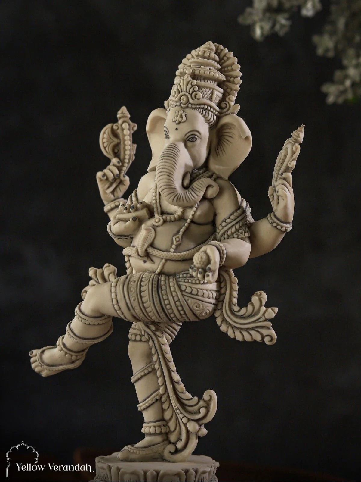 Marble Dust Sculpture - Dancing Ganesha