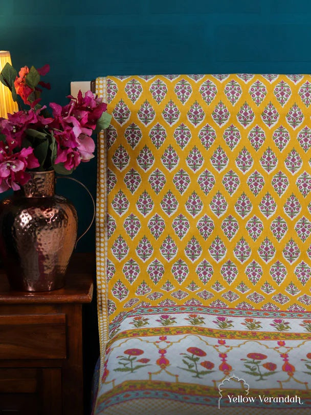 Block Printed Cotton Bedsheet - Double